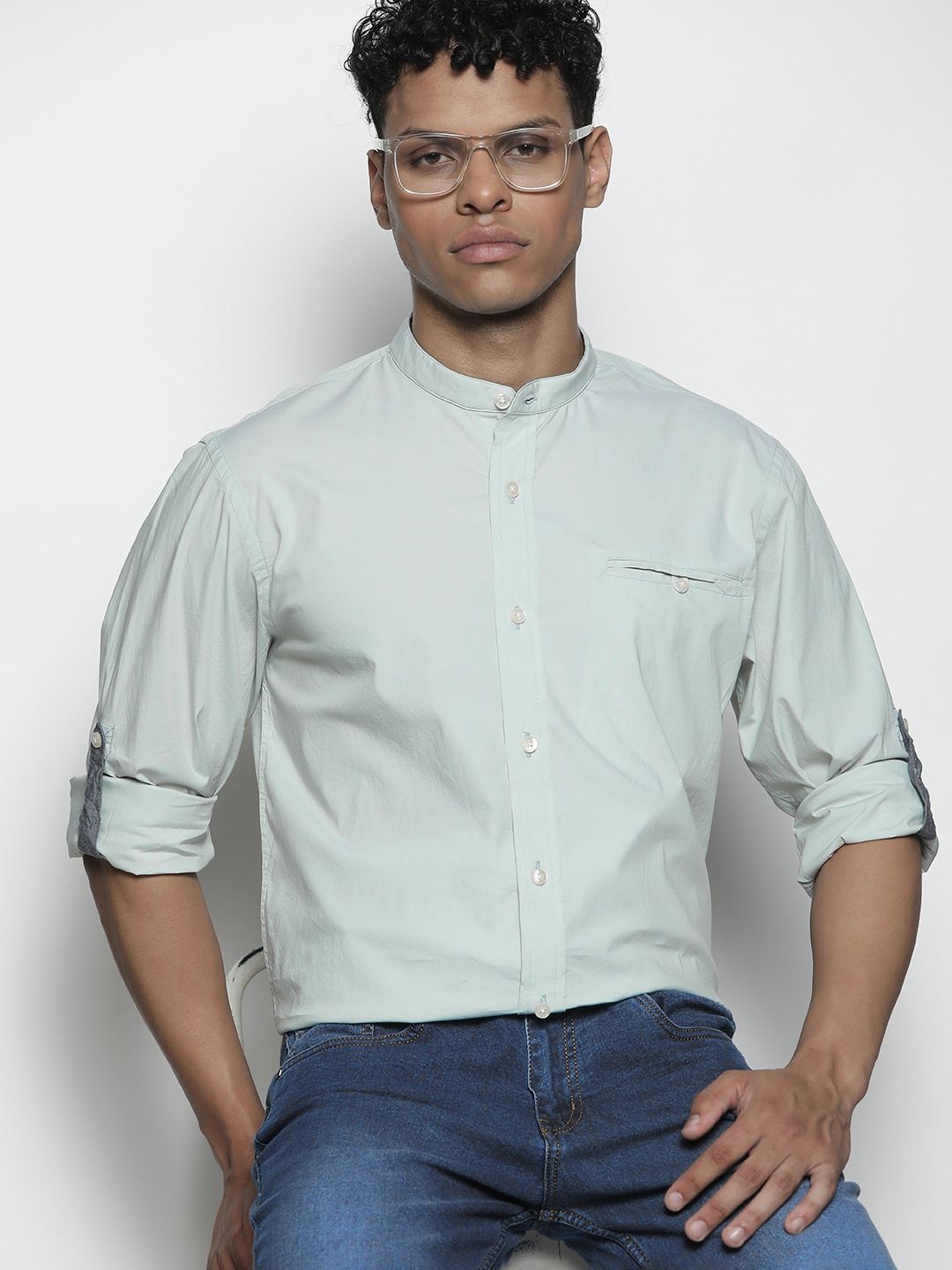 

Nautica Men Green Slim Fit Opaque Casual Shirt