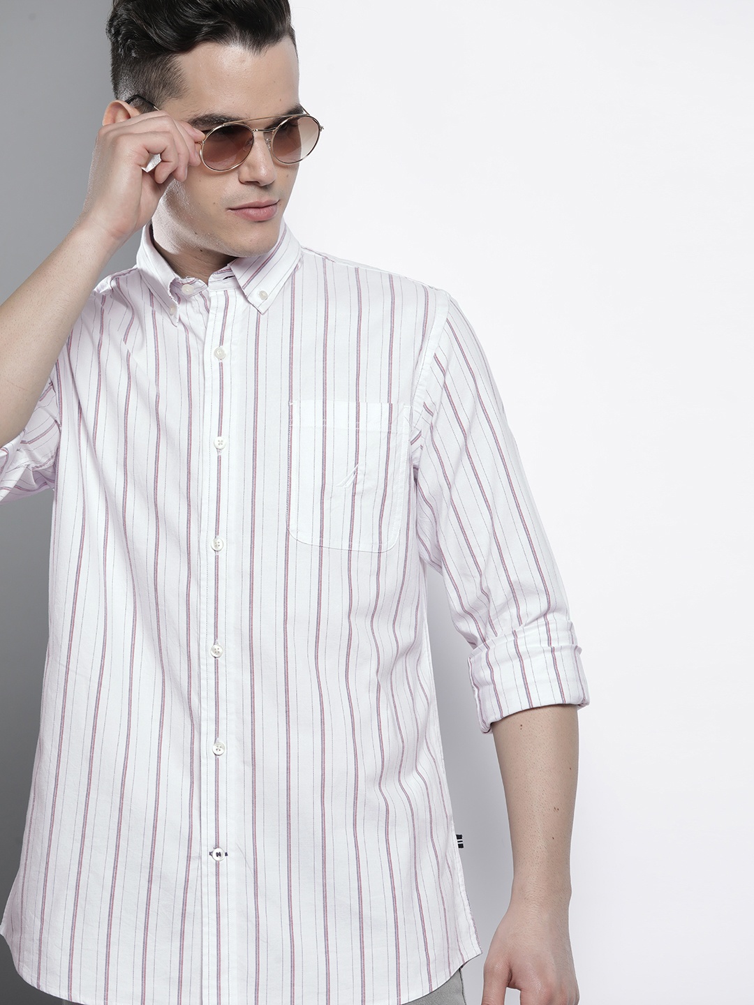 

Nautica Striped Classic Fit Casual Shirt, White