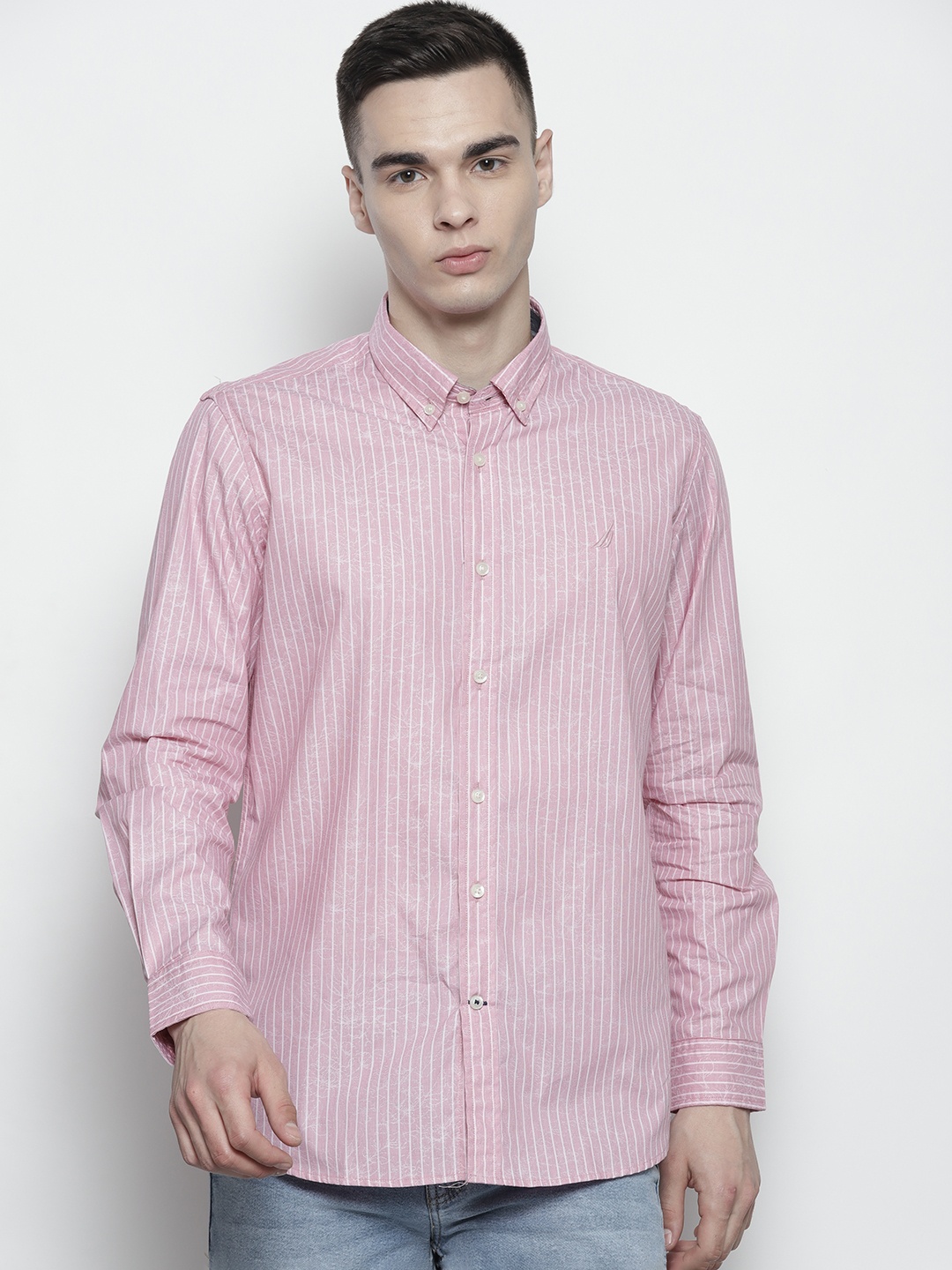 

Nautica Cotton Striped Casual Shirt, Pink