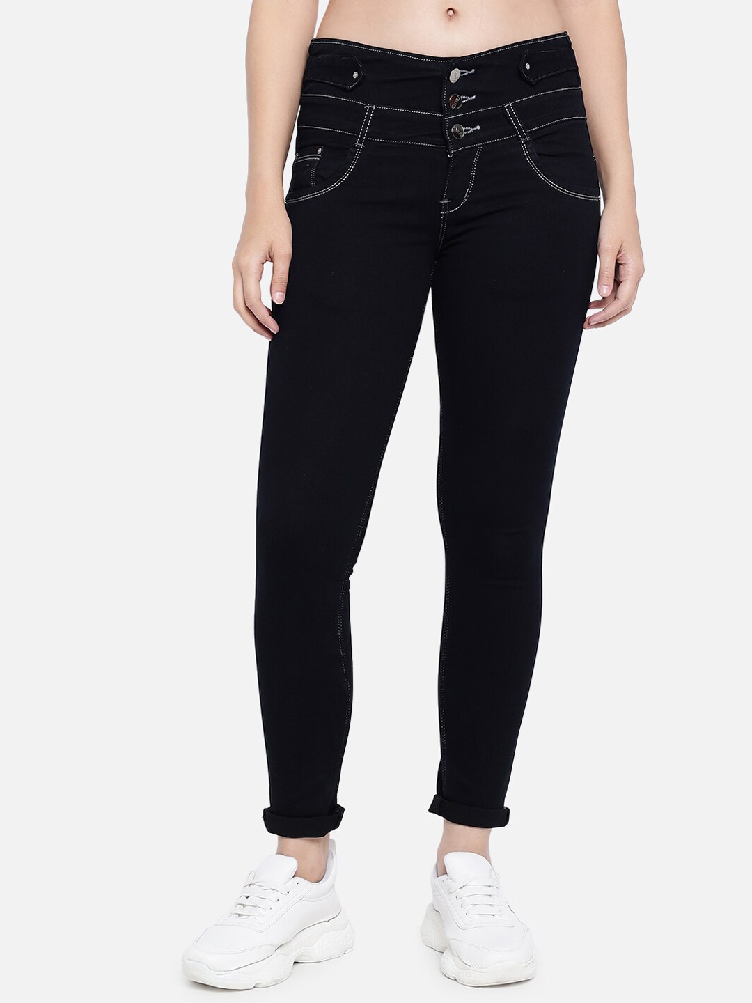 

Purple Feather Women Black Brittney Skinny Fit Dark Shade Stretchable Jeans
