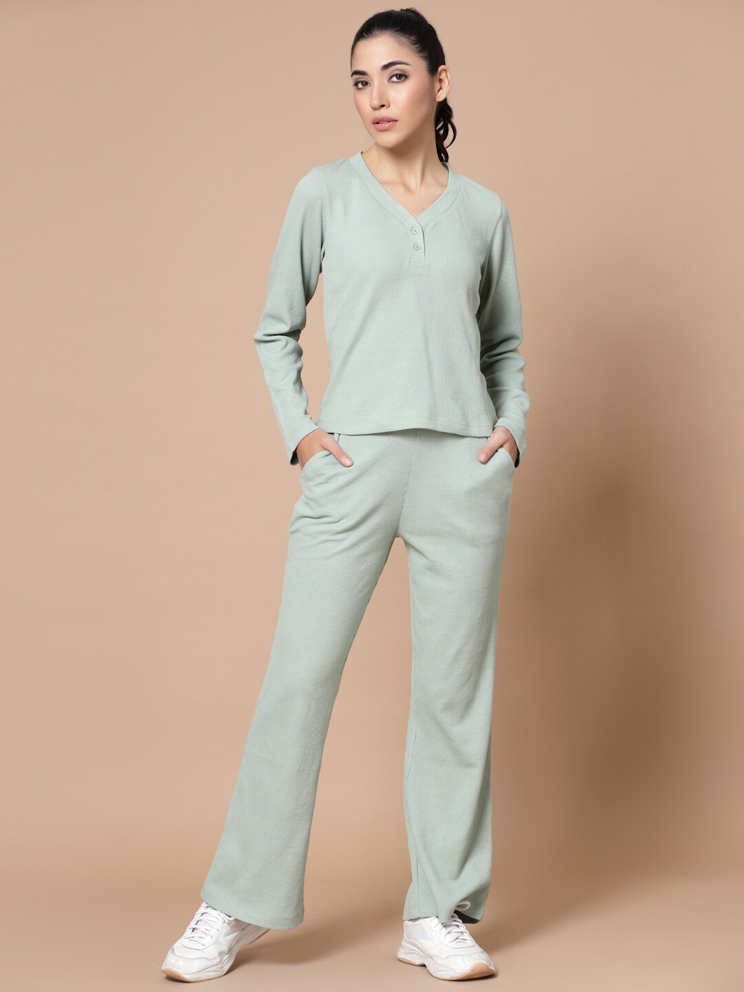 

Strong And Brave Women Green Regular Fit Top with Trousers