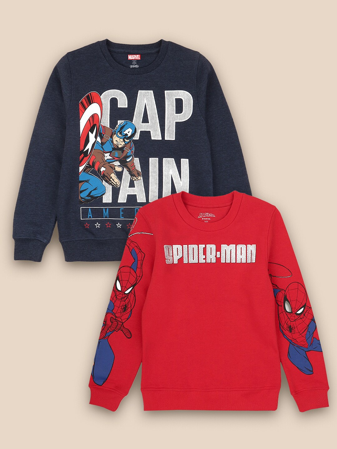 

Kids Ville Boys Navy Blue Cotton Pack Of 2 Printed Sweatshirt