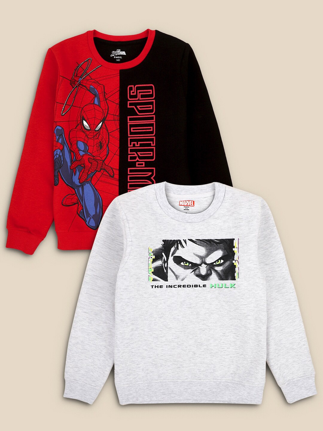 

Kids Ville Boys Pack Of 2 Marvel Comics Printed Sweatshirt, Red