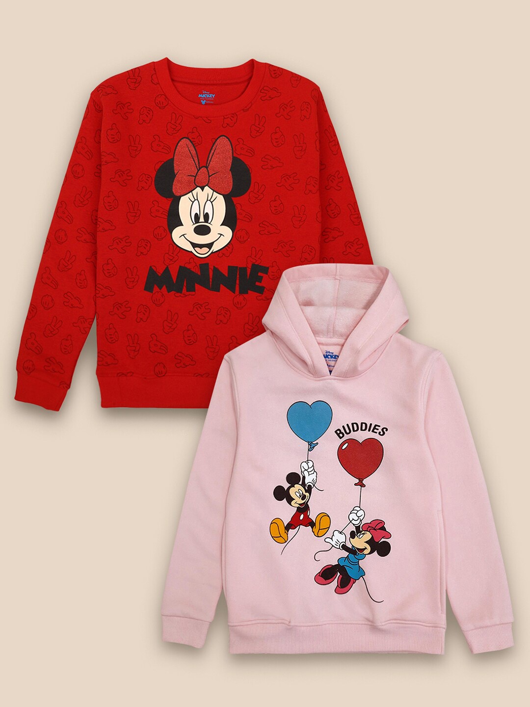 

Kids Ville Girls Pink Printed Hooded Sweatshirt