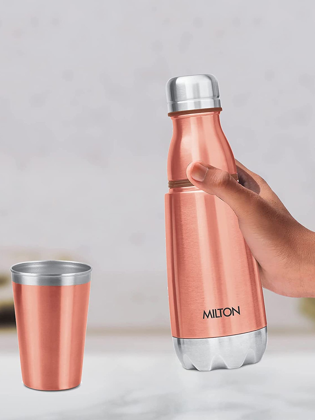 

Milton Copper Colored Solid Water Bottle With Tumbler- 500ML