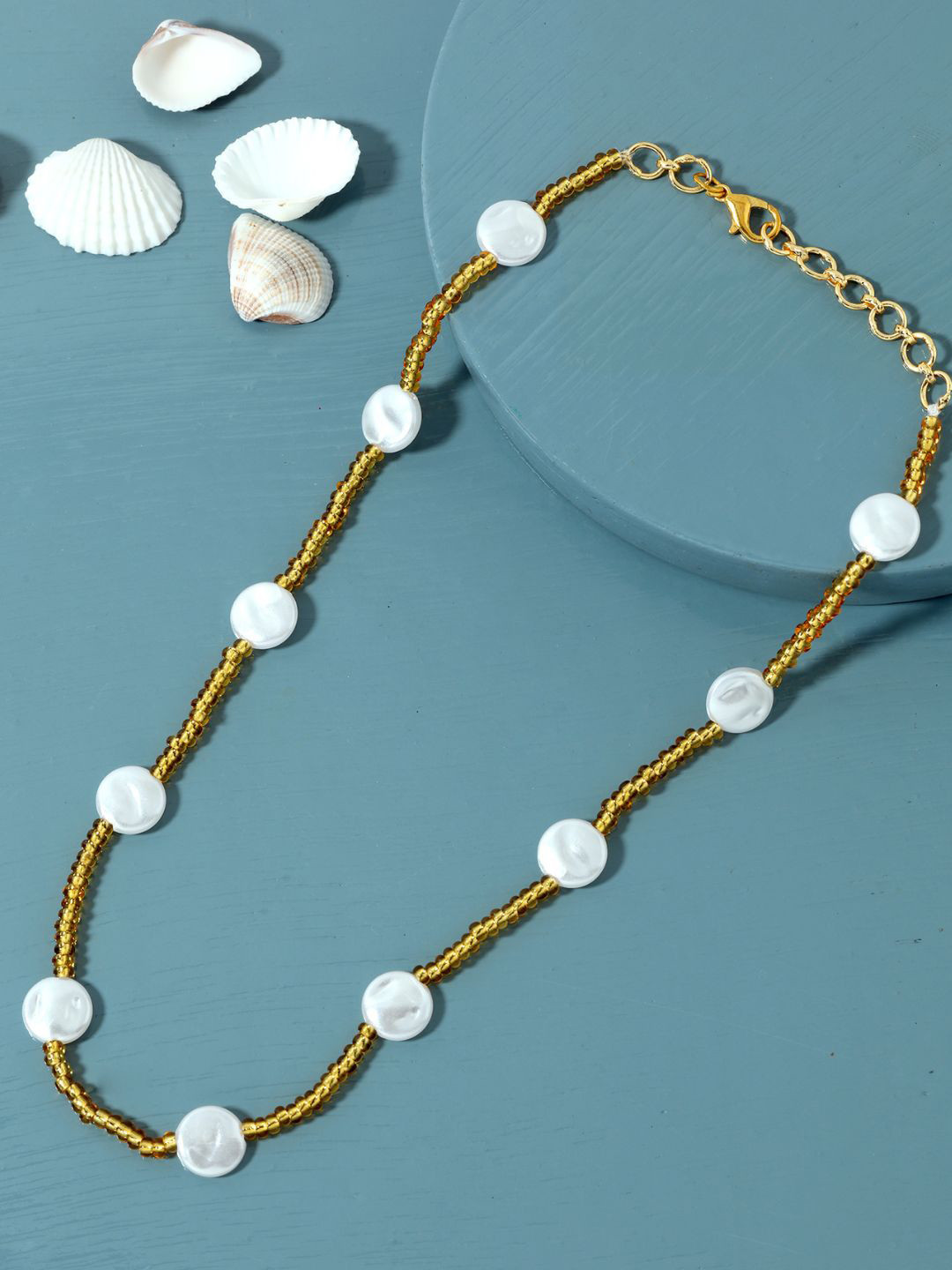 

AccessHer Gold-Toned & White Brass Gold-Plated Chain