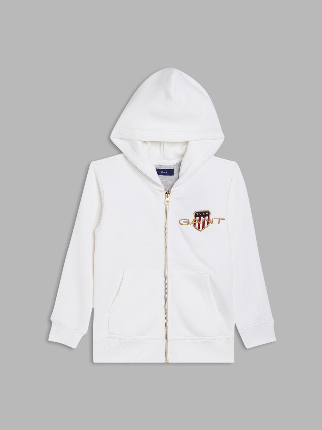 

GANT Boys Off White Cotton Hooded Sweatshirt