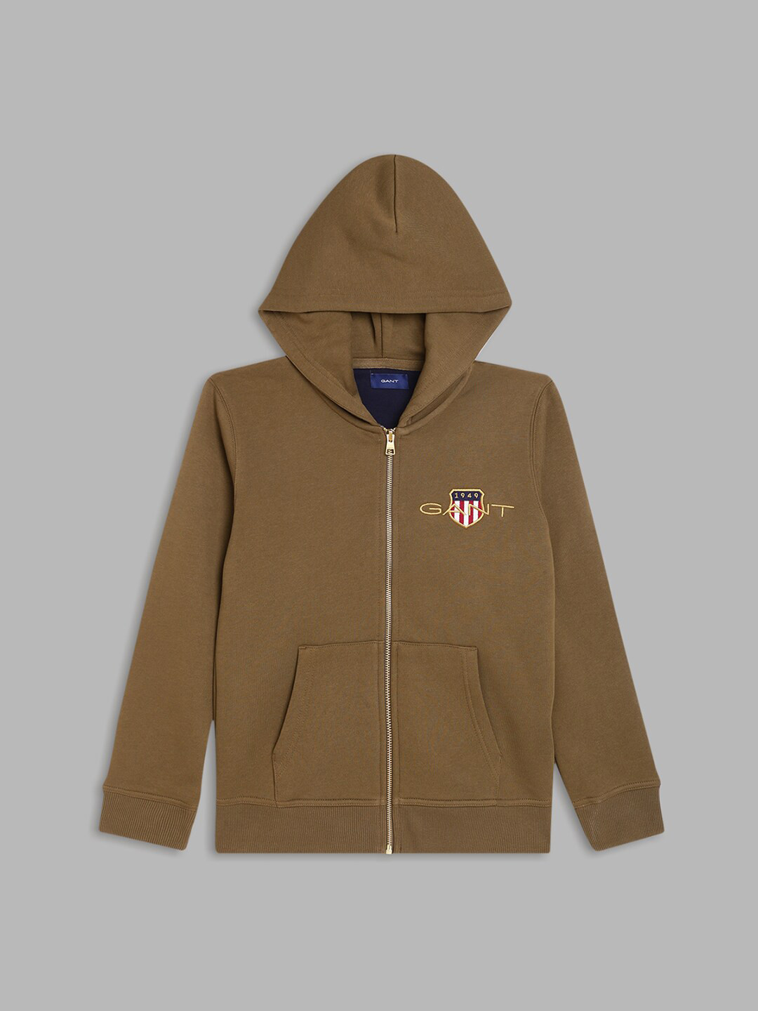 

GANT Boys Olive Green Solid Cotton Hooded Sweatshirt