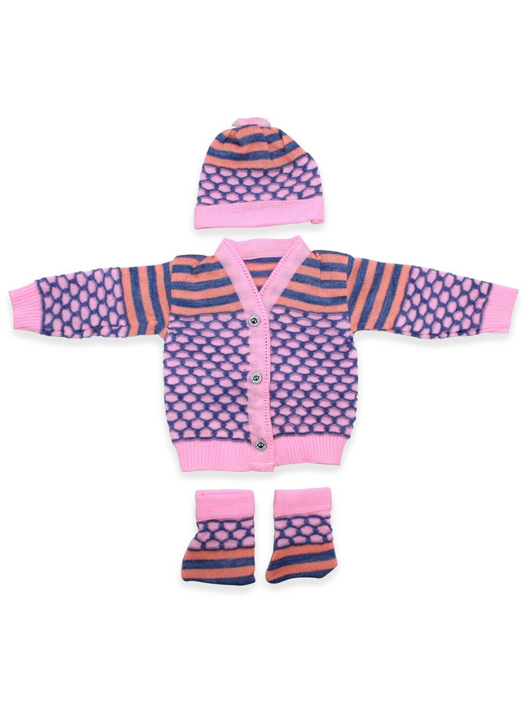 

Born Babies Unisex Kids Pink & Purple Cable Knit Cardigan