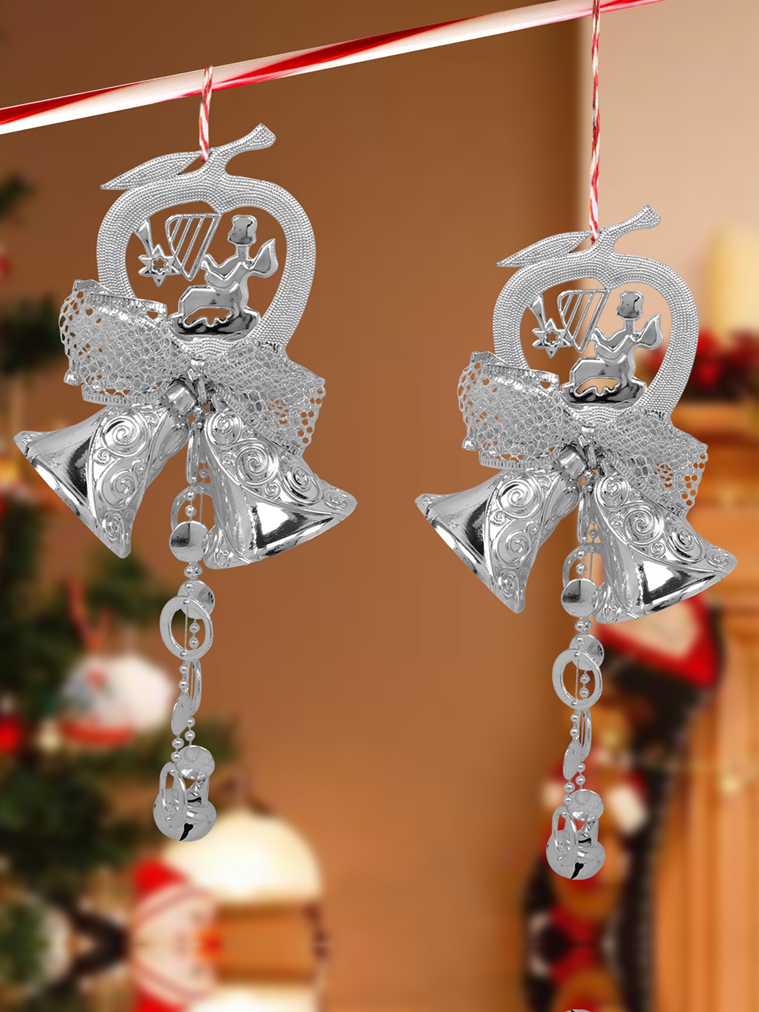 

TIED RIBBONS Set Of 2 Silver-Toned Plastic Wall Decor