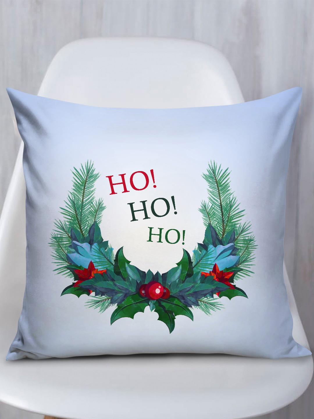 

TIED RIBBONS Blue & Green Christmas Printed Square Cushion Cover with Filler