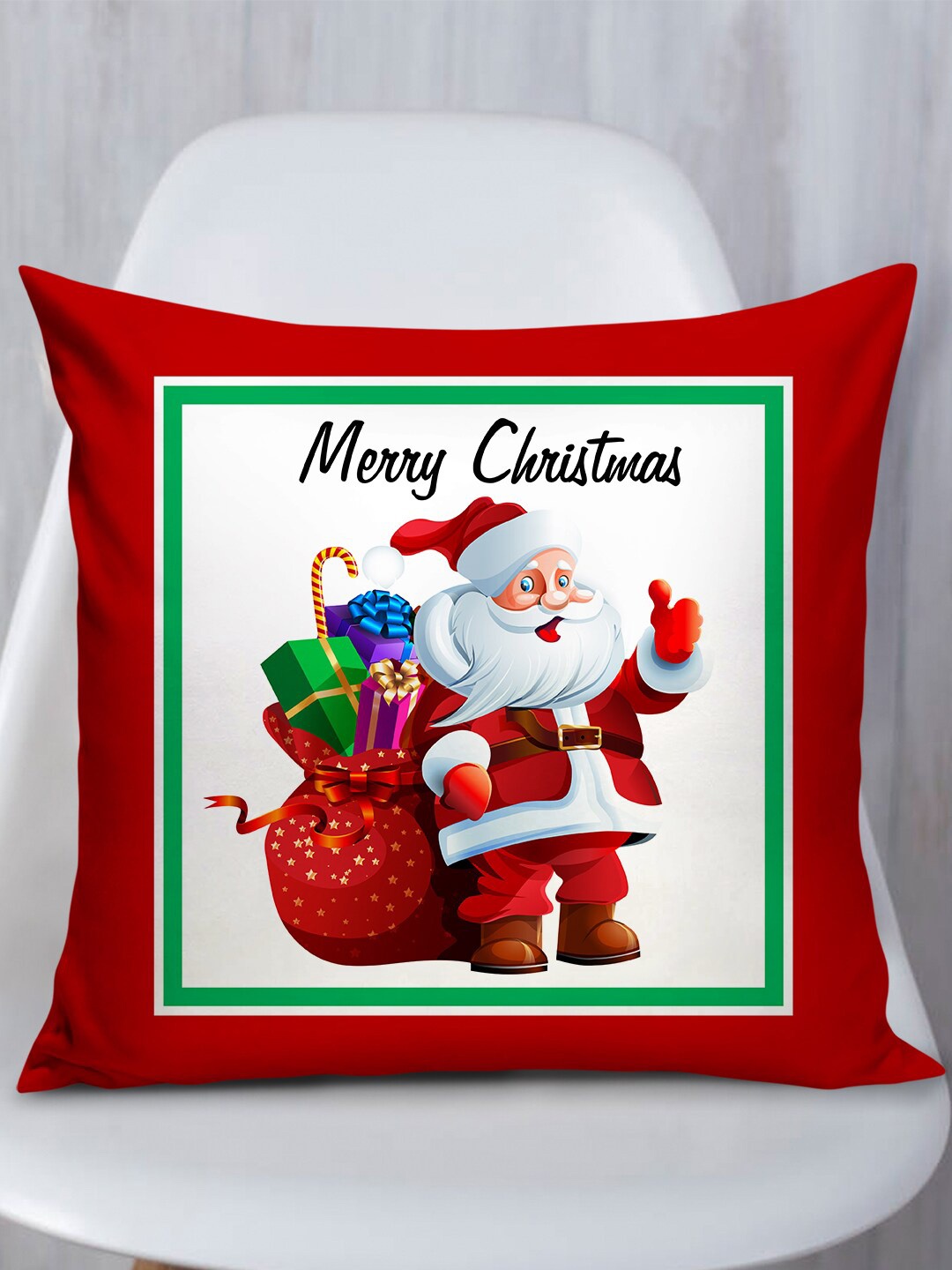 

TIED RIBBONS Red & White Christmas Printed Cushion Cover with Filler