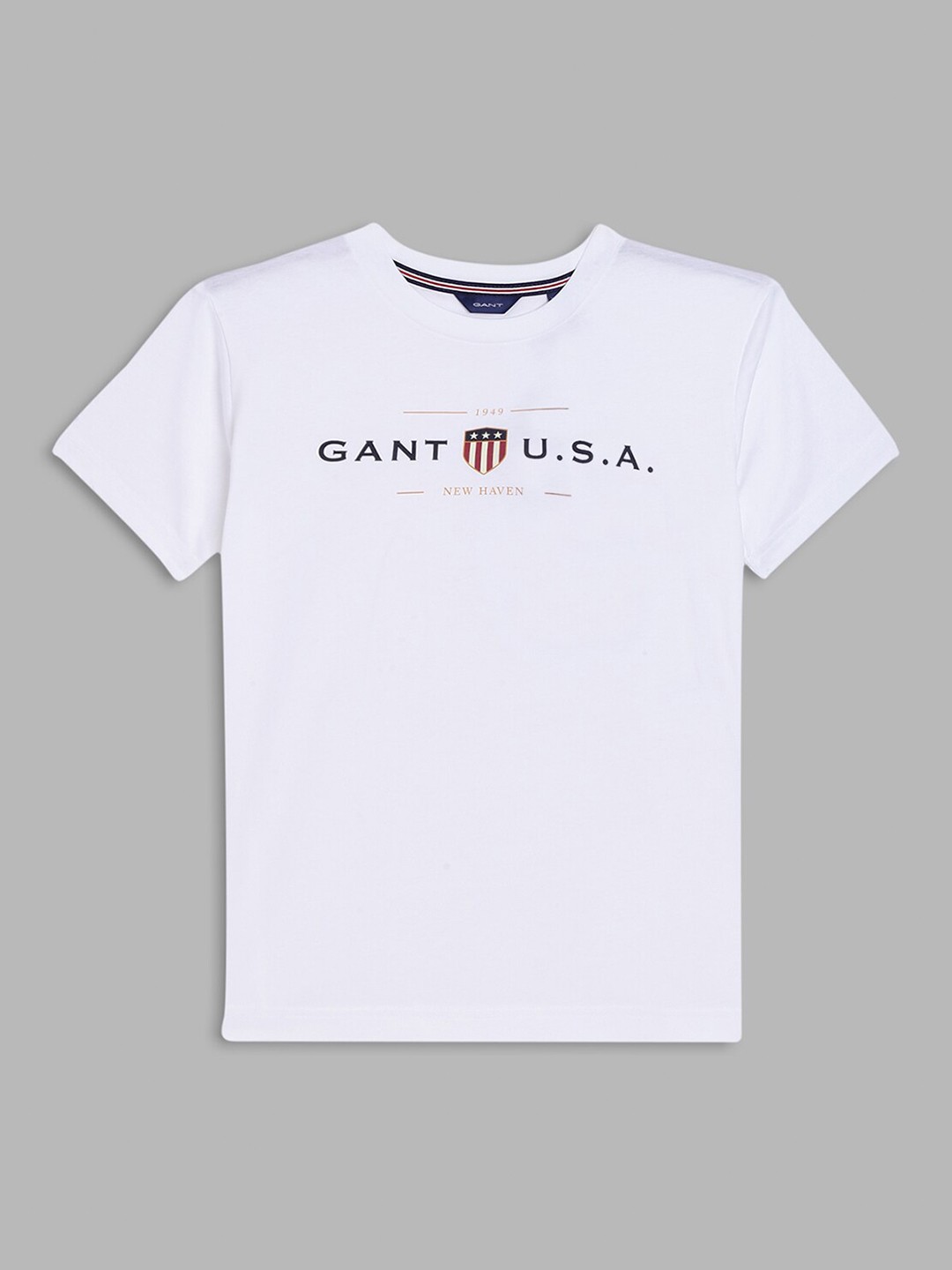 

GANT Boys White Brand Logo Printed Cotton T-shirt