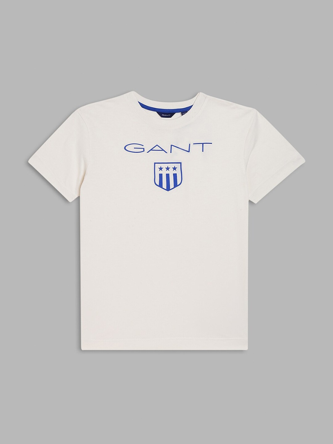 

GANT Boys Cream Brand Logo Printed Cotton T-shirt