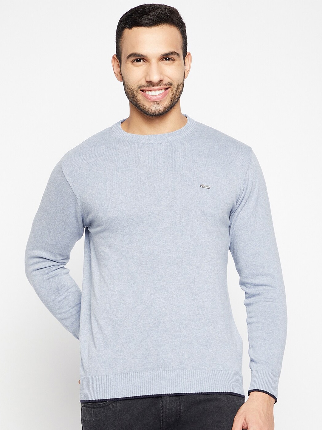 

Duke Men Blue Solid Long Sleeves Pullover
