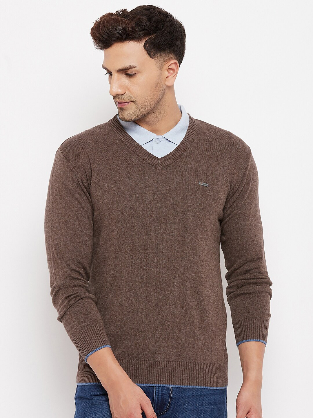 

Duke Men Brown Solid Long sleeves Pullover