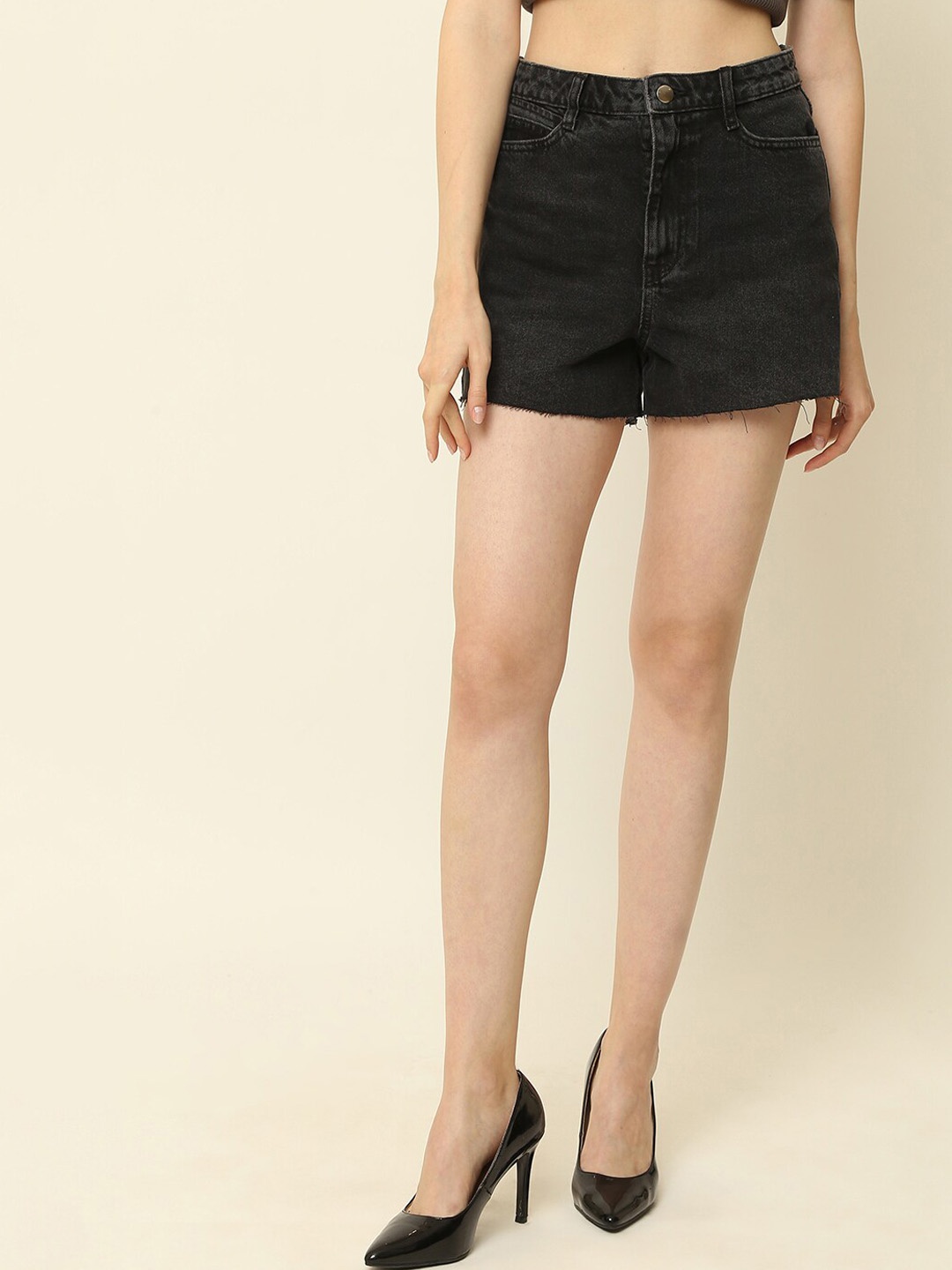 

NoBarr Women Black Denim Shorts