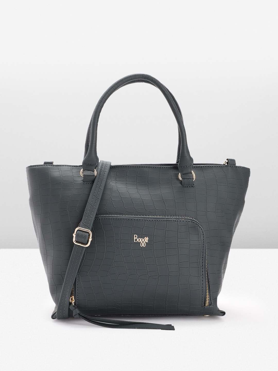 

Baggit Women Textured Handheld Bag, Navy blue