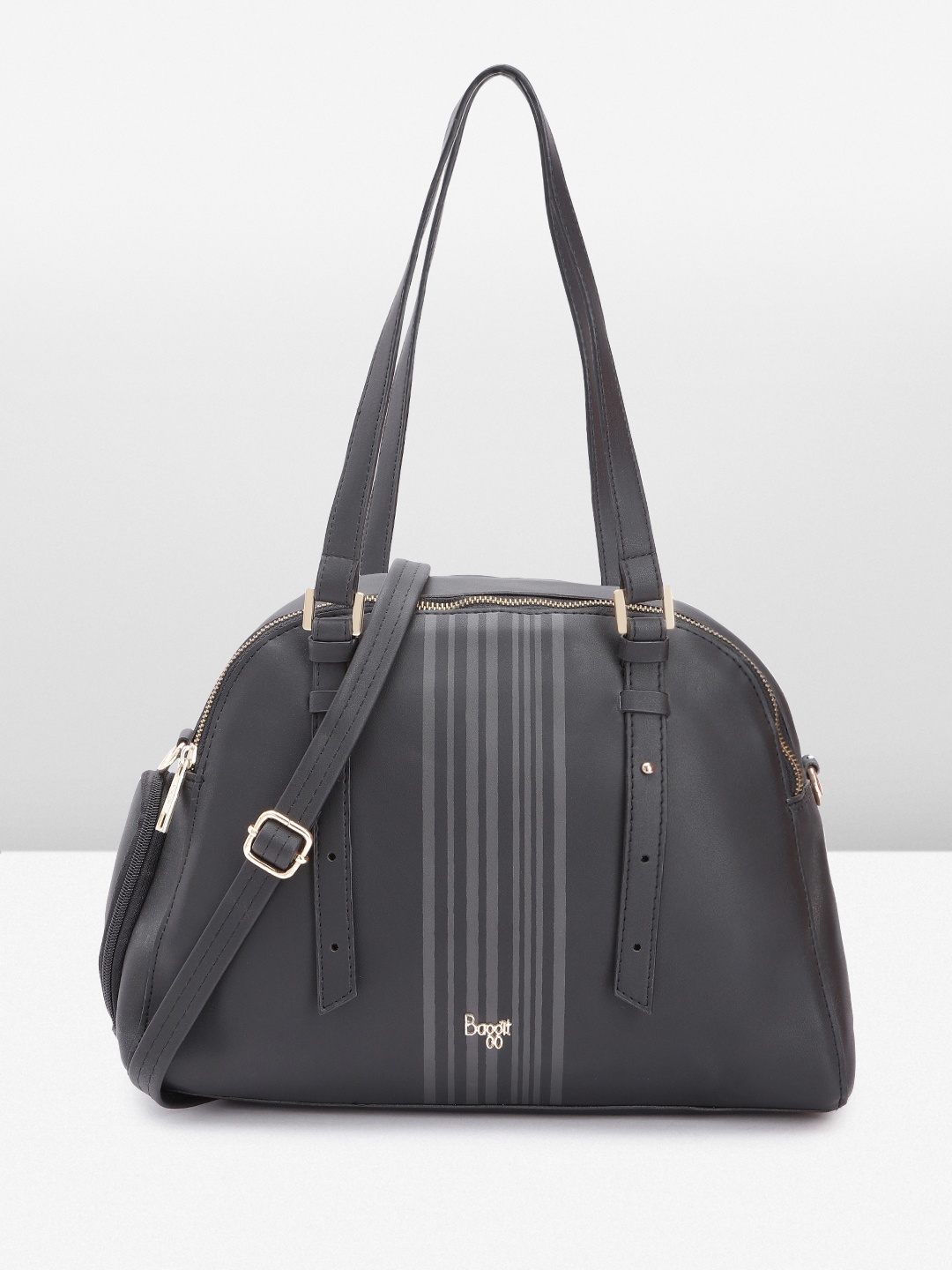 

Baggit Women Striped Shoulder Bag, Black