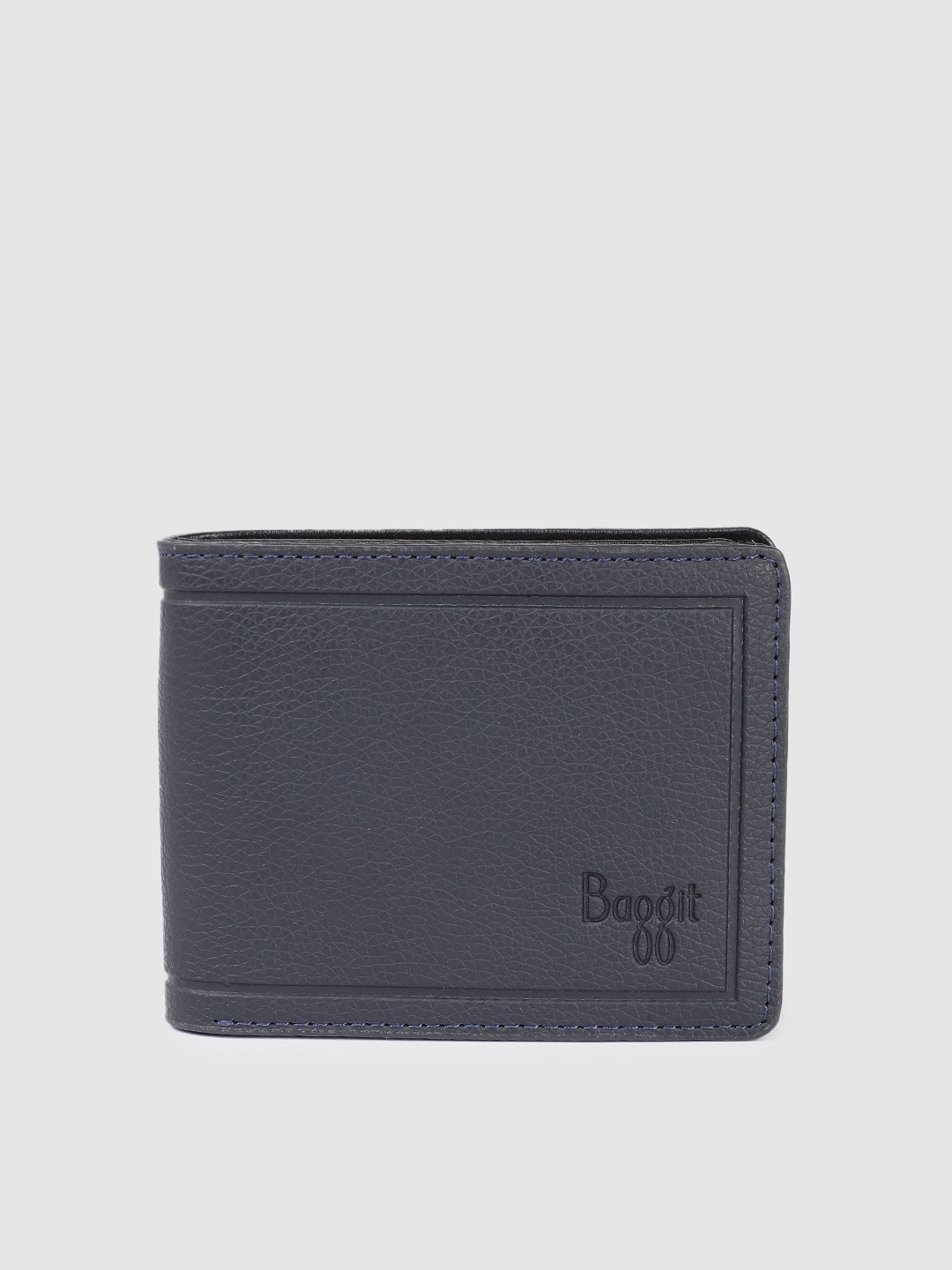 

Baggit Men Animal Textured PU Two Fold Wallet, Navy blue