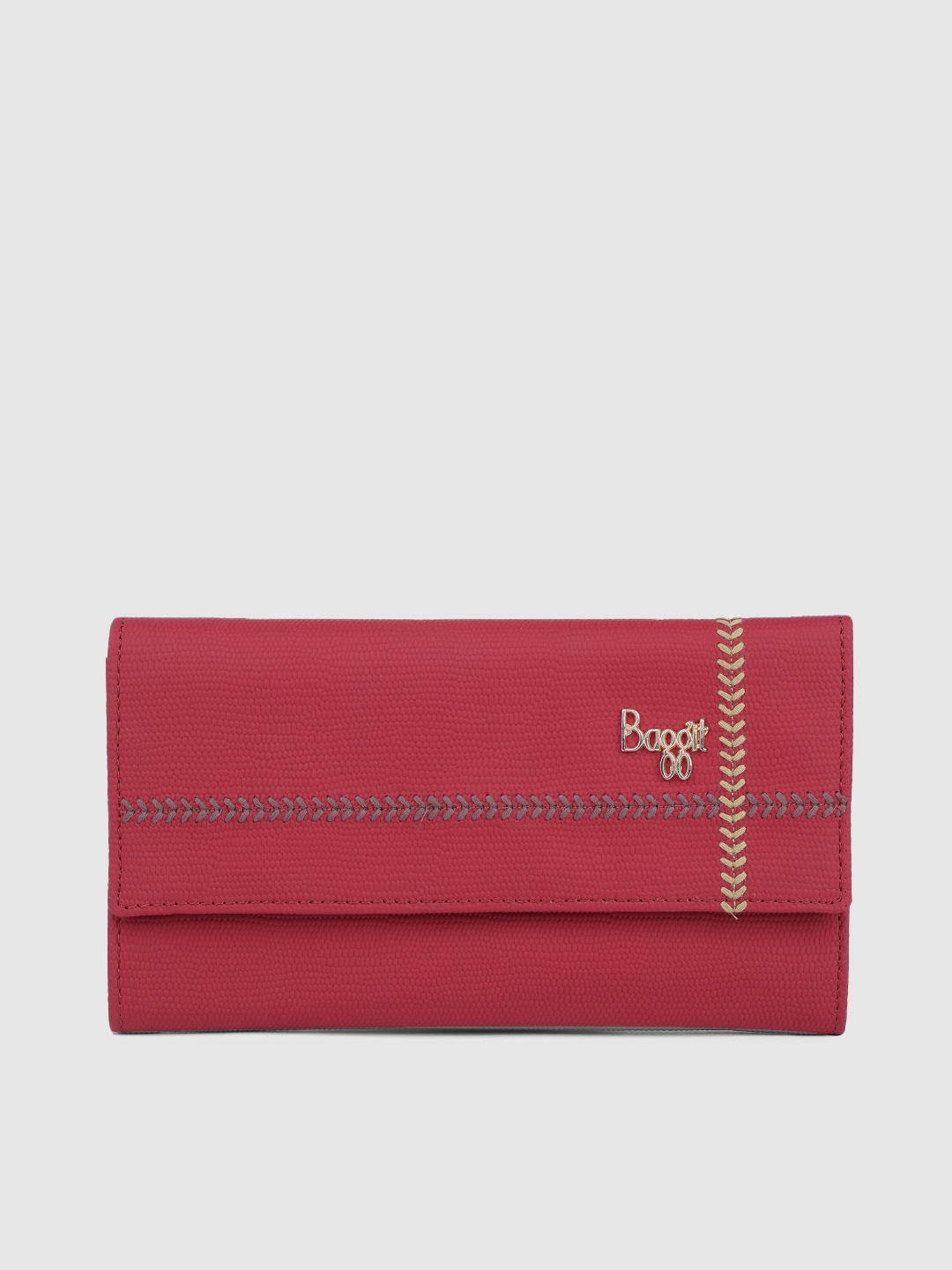 

Baggit Women Embroidered Envelope Wallet, Red