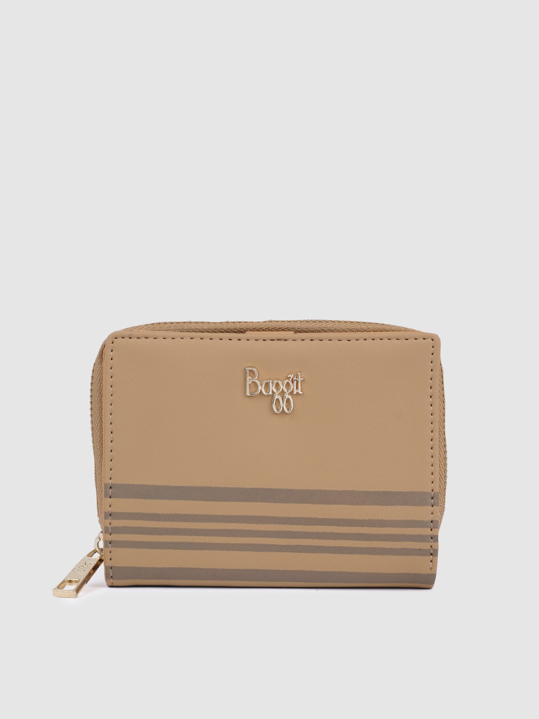 

Baggit Women Striped Two Fold Wallet, Beige