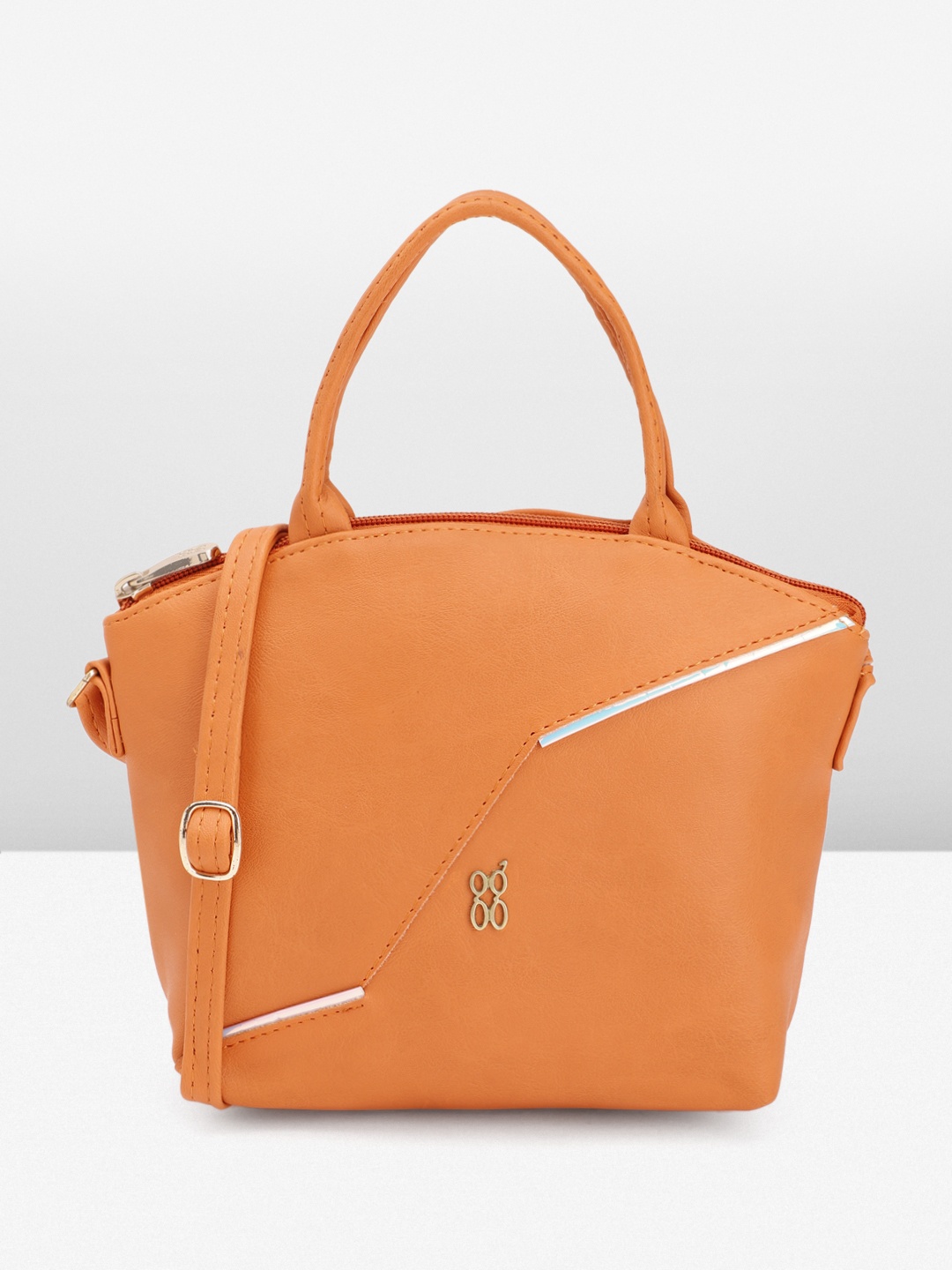 

Baggit Solid PU Structured Sling Bag With Minimal Iridescent Effect, Orange