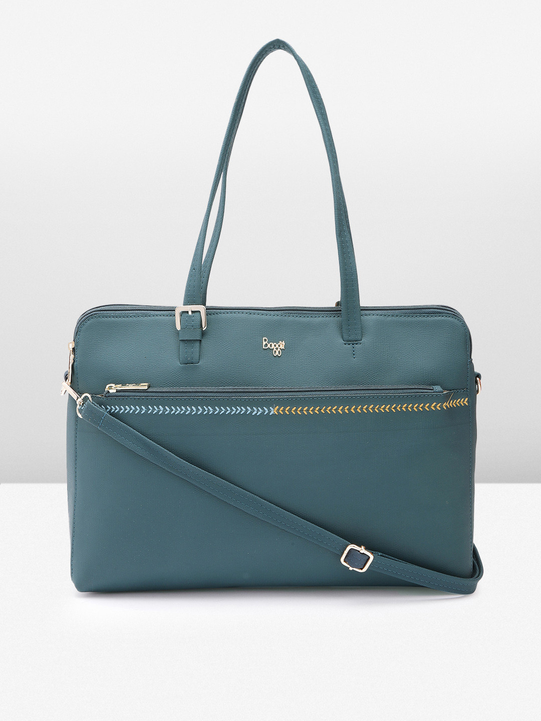 

Baggit Structured Shoulder Bag with Embroidered Detail, Teal
