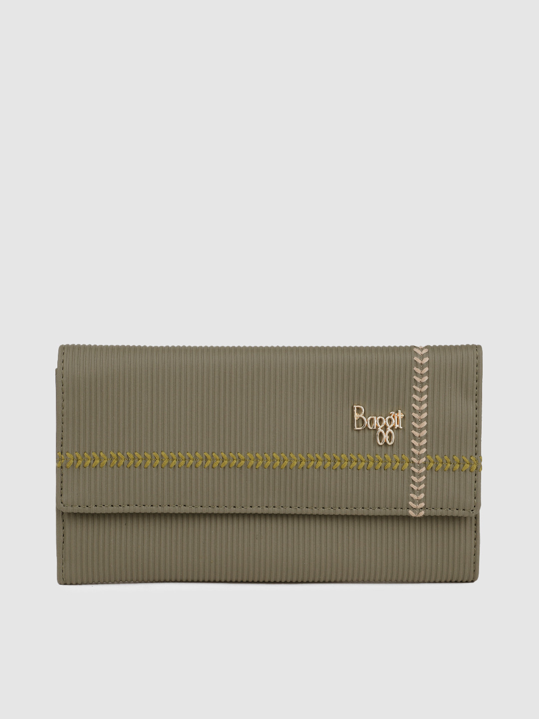 

Baggit Women Striped Envelope Wallet, Green