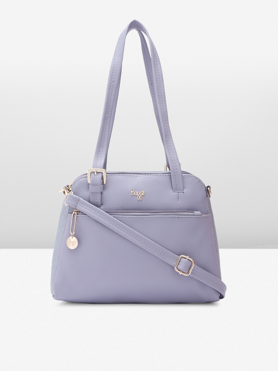 

Baggit Solid PU Structured Handheld Bag with Mini Brand Logo Tasselled Detail, Lavender