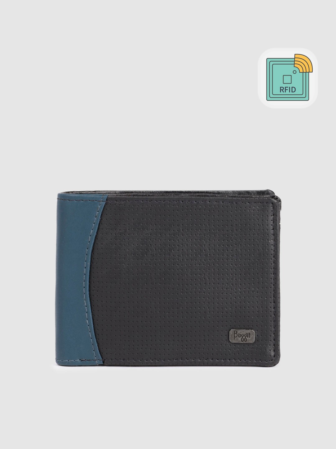 

Baggit Men Self Design RFID Two Fold Wallet, Black