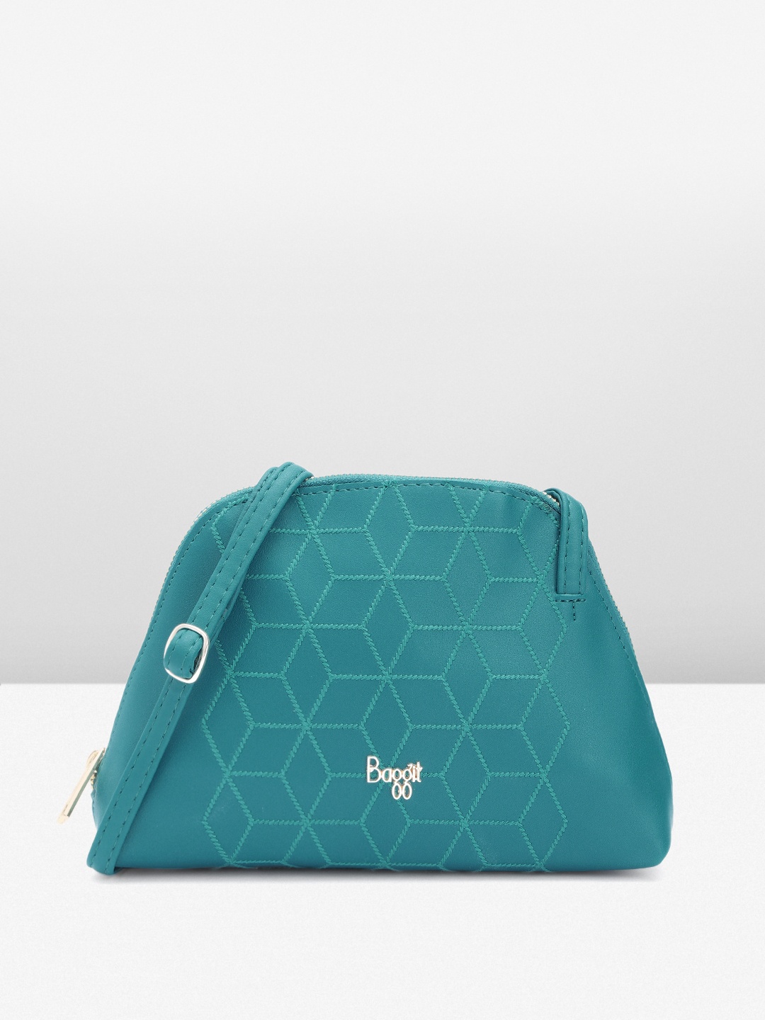 

Baggit Embroidered Structured Sling Bag, Teal