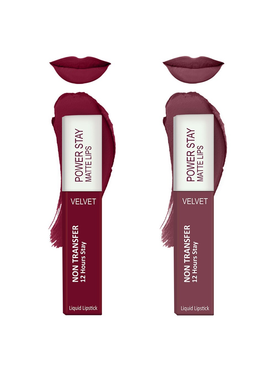 

Forsure Set of 2 Power Stay Matte Lips Non-Transfer 12 Hours Stay Velvet Matte Liquid Lipstick - Cherry Maroon 09 - Mauve Matte 23, Burgundy