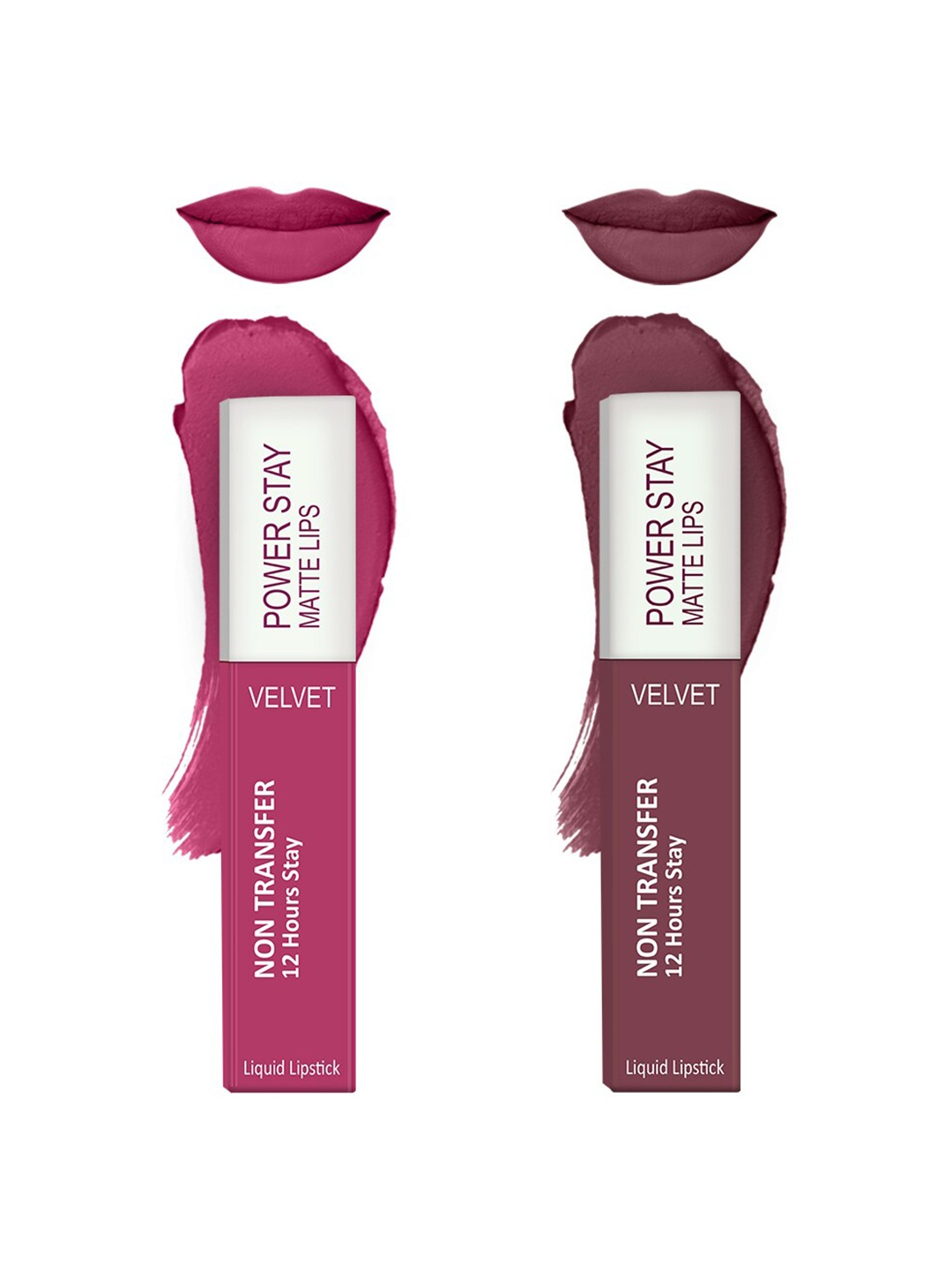 

Forsure Set of 2 Power Stay Matte Lips Non-Transfer 12 Hours Stay Velvet Matte Liquid Lipstick - Pink Blush 10 - Mauve Matte 23