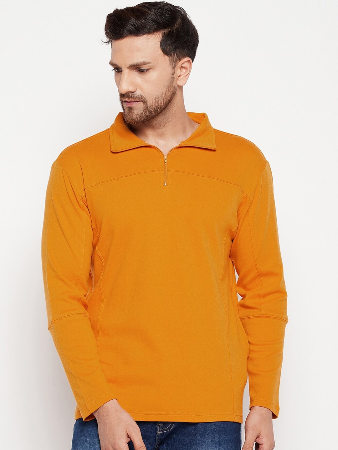 

Hypernation Men Yellow Polo Collar Slim Fit Cotton T-shirt