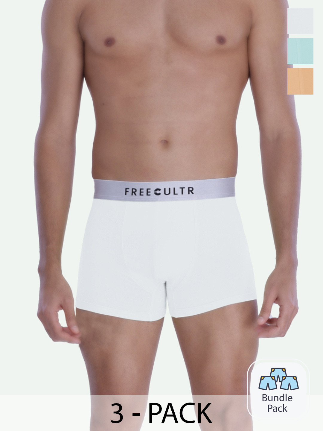 

FREECULTR Men Pack Of 3 Solid Anti Bacterial Trunks, Grey