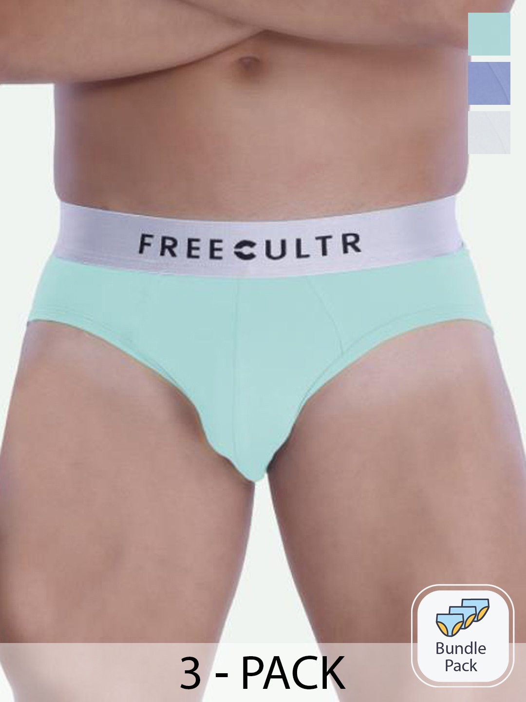 

FREECULTR Men Pack Of 3 Solid Basic Briefs, Grey