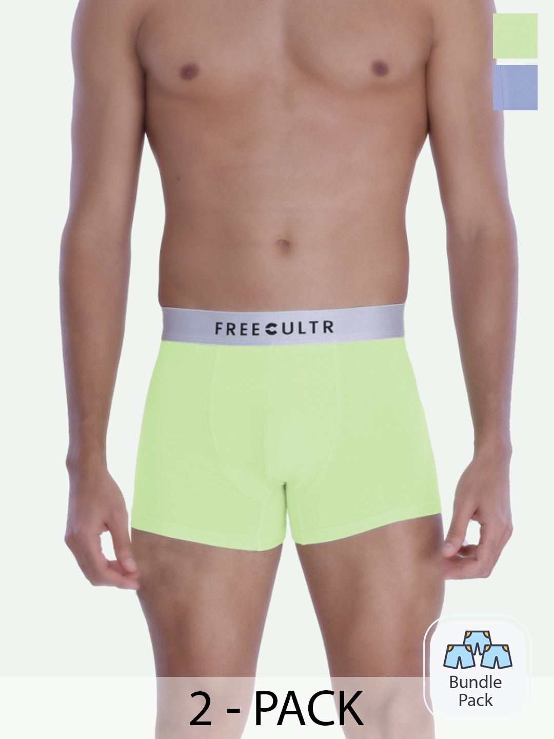 

FREECULTR Men Blue & Green Pack Of 2 Solid Trunk