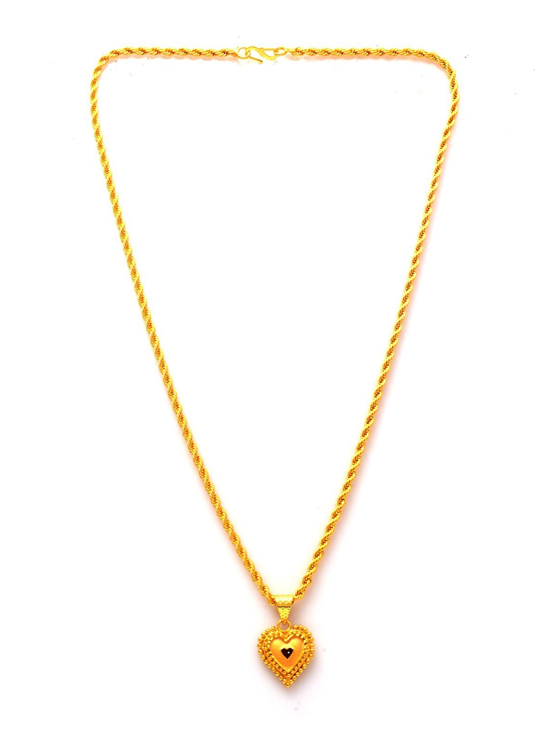 

Jewar Mandi Unisex Gold-Tonned Gold-Plated Hear Shaped Pendant With Chain