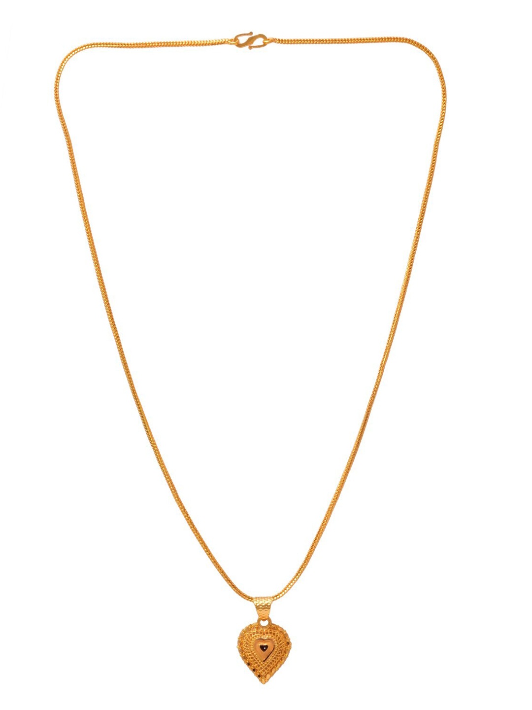 

Jewar Mandi Unisex Gold-Tonned Gold-Plated Heart Shaped Pendant With Chain