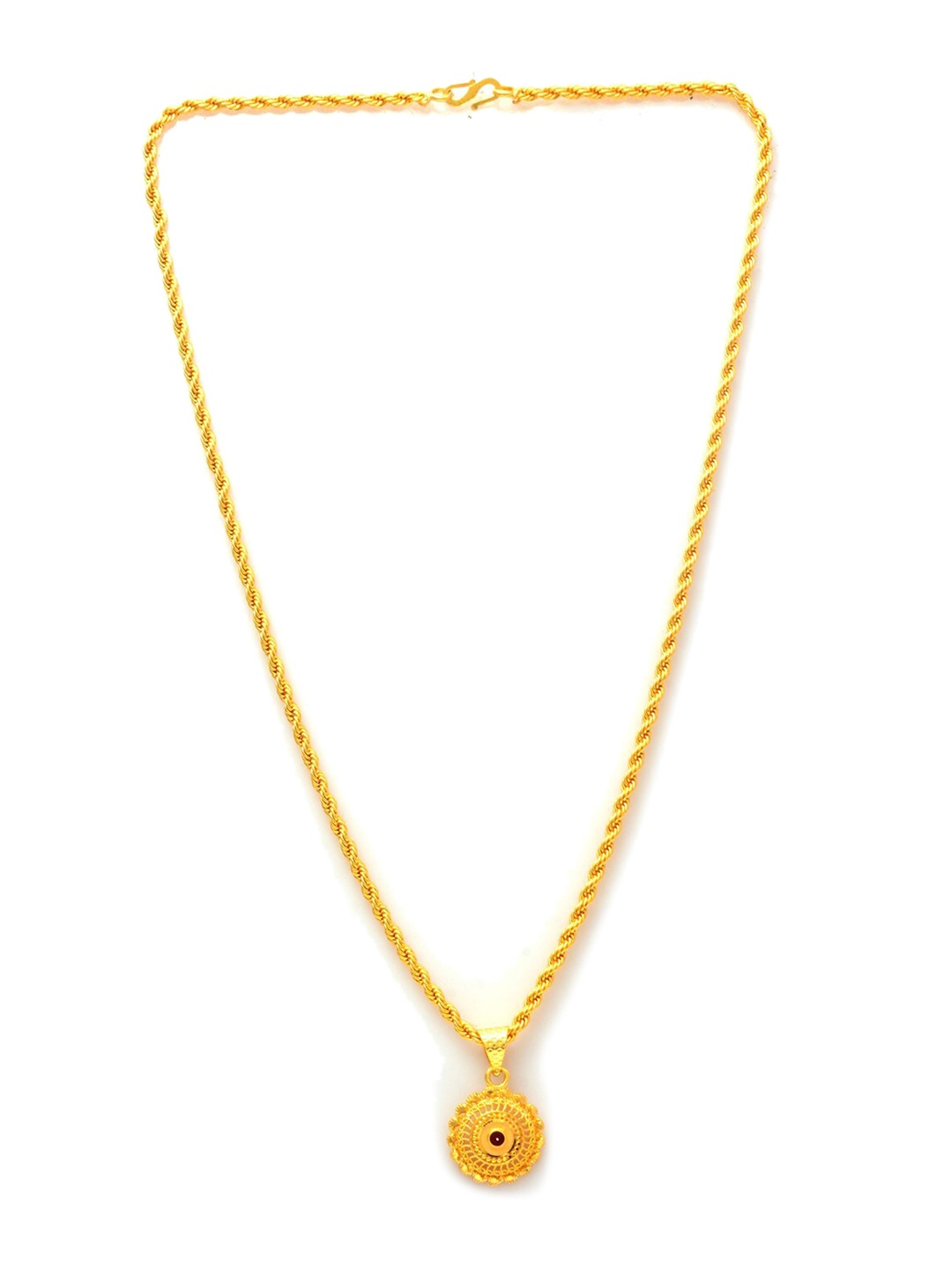 

Jewar Mandi Unisex Gold-Tonned Gold-Plated Circular Pendant With Chain