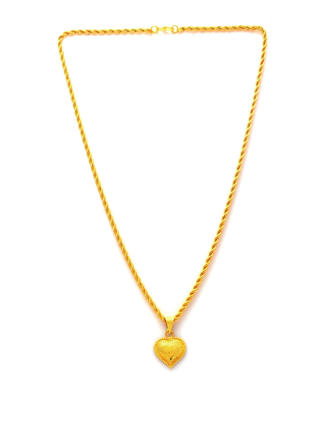 

Jewar Mandi Unisex Gold-Tonned Gold-Plated Heart Shaped Pendant With Chain