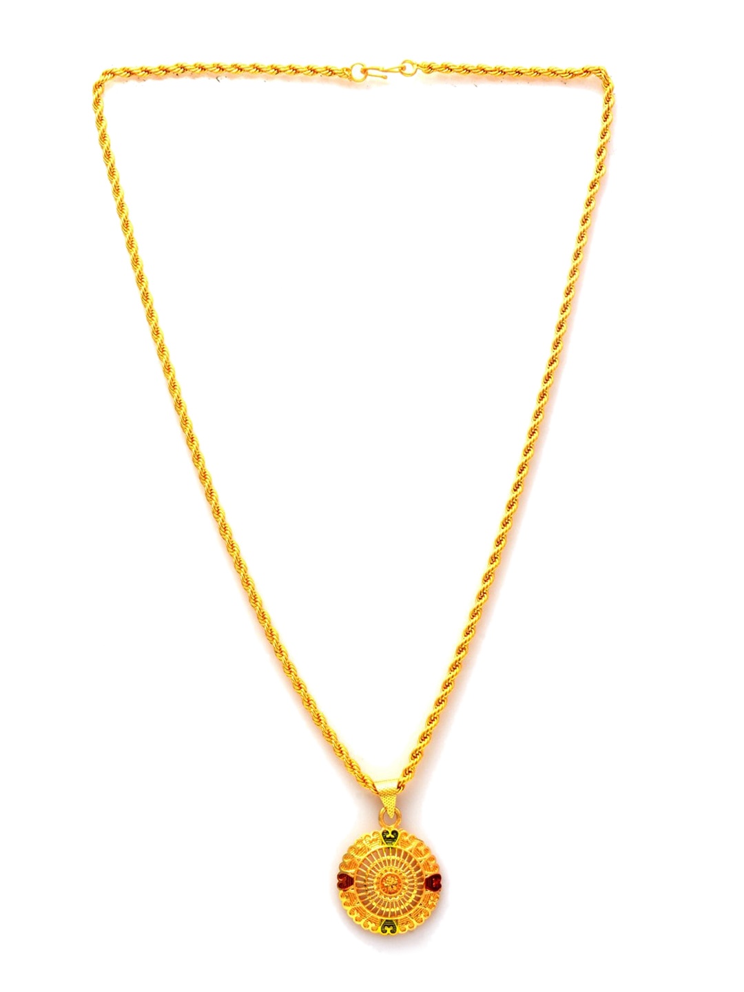 

Jewar Mandi Unisex Gold-Tonned Gold-Plated Circular Shaped Pendant With Chain