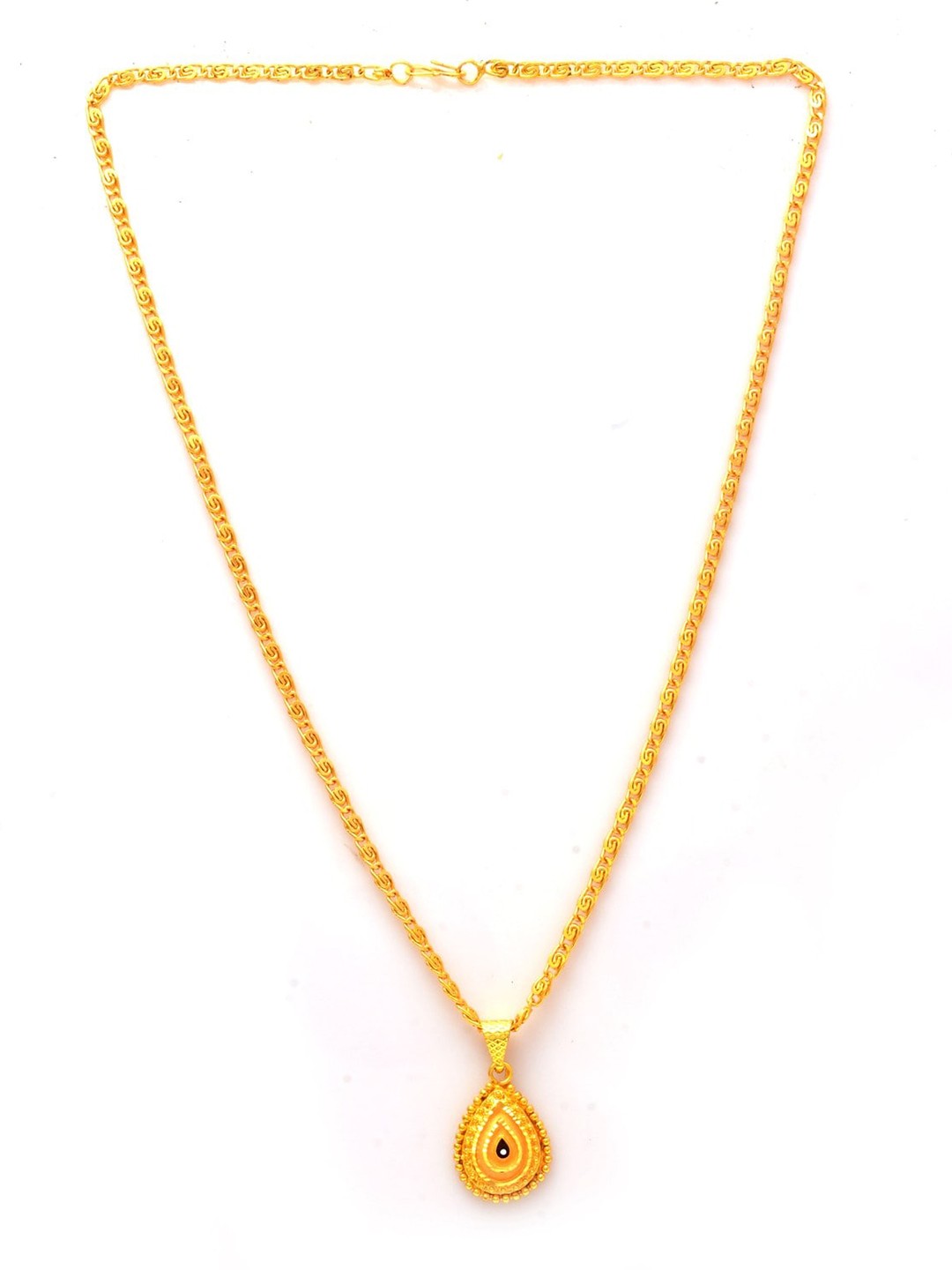 

Jewar Mandi Unisex Gold-Tonned Gold-Plated oval Pendant With Chain