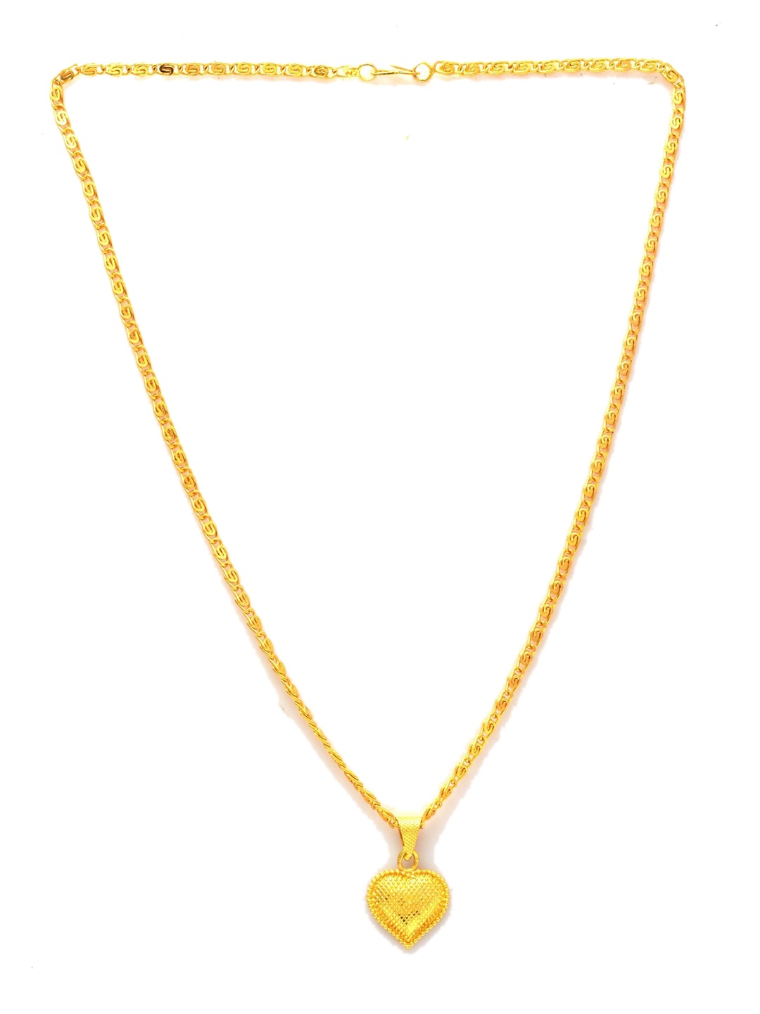 

Jewar Mandi Unisex Gold-Tonned Gold-Plated Heart Shaped Pendant With Chain