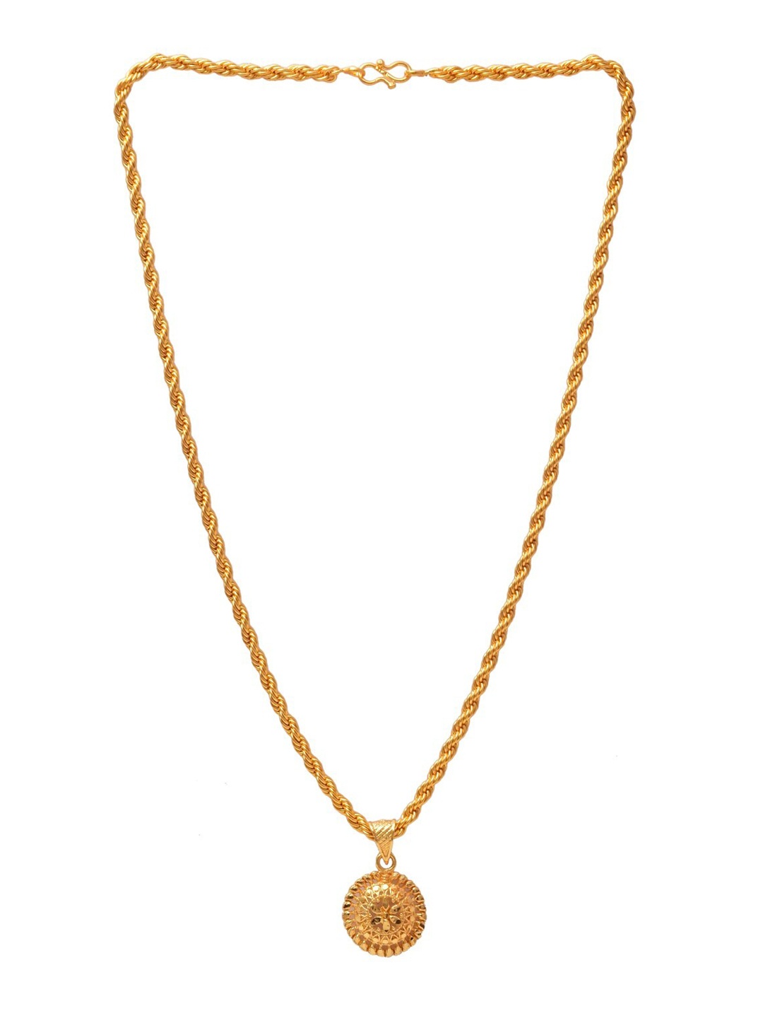 

Jewar Mandi Unisex Gold-Tonned Gold-Plated Circular Pendant With Chain