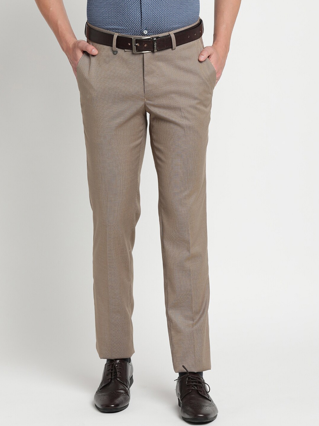 

Turtle Men Khaki Tailored Slim Fit Trousers