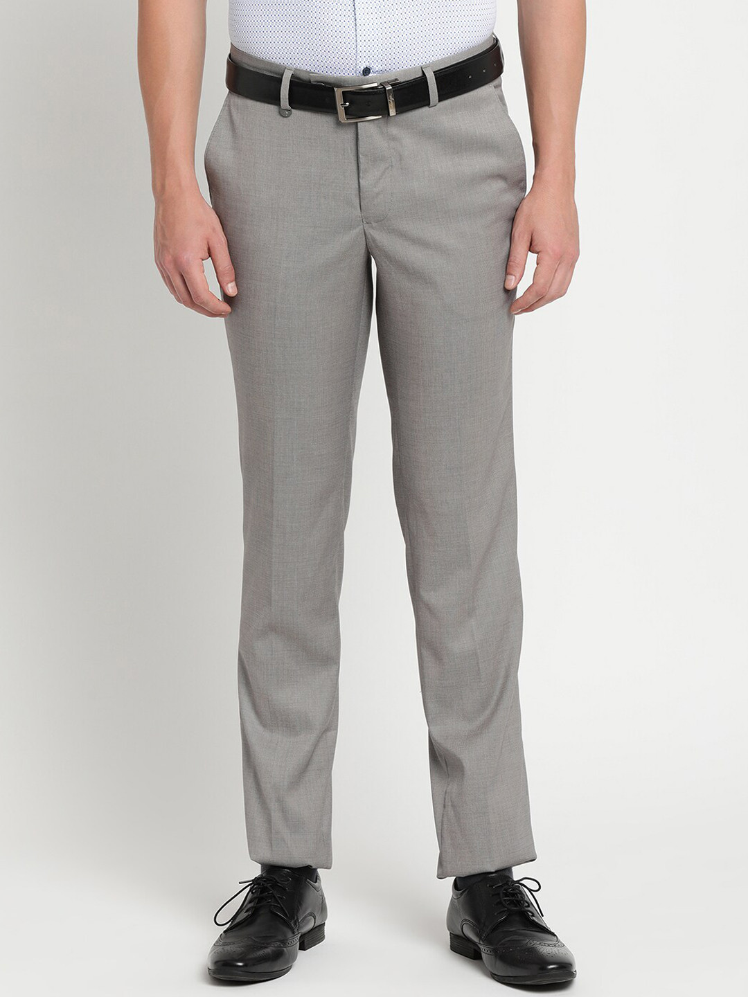 

Turtle Men Grey Tailored Slim Fit Trousers