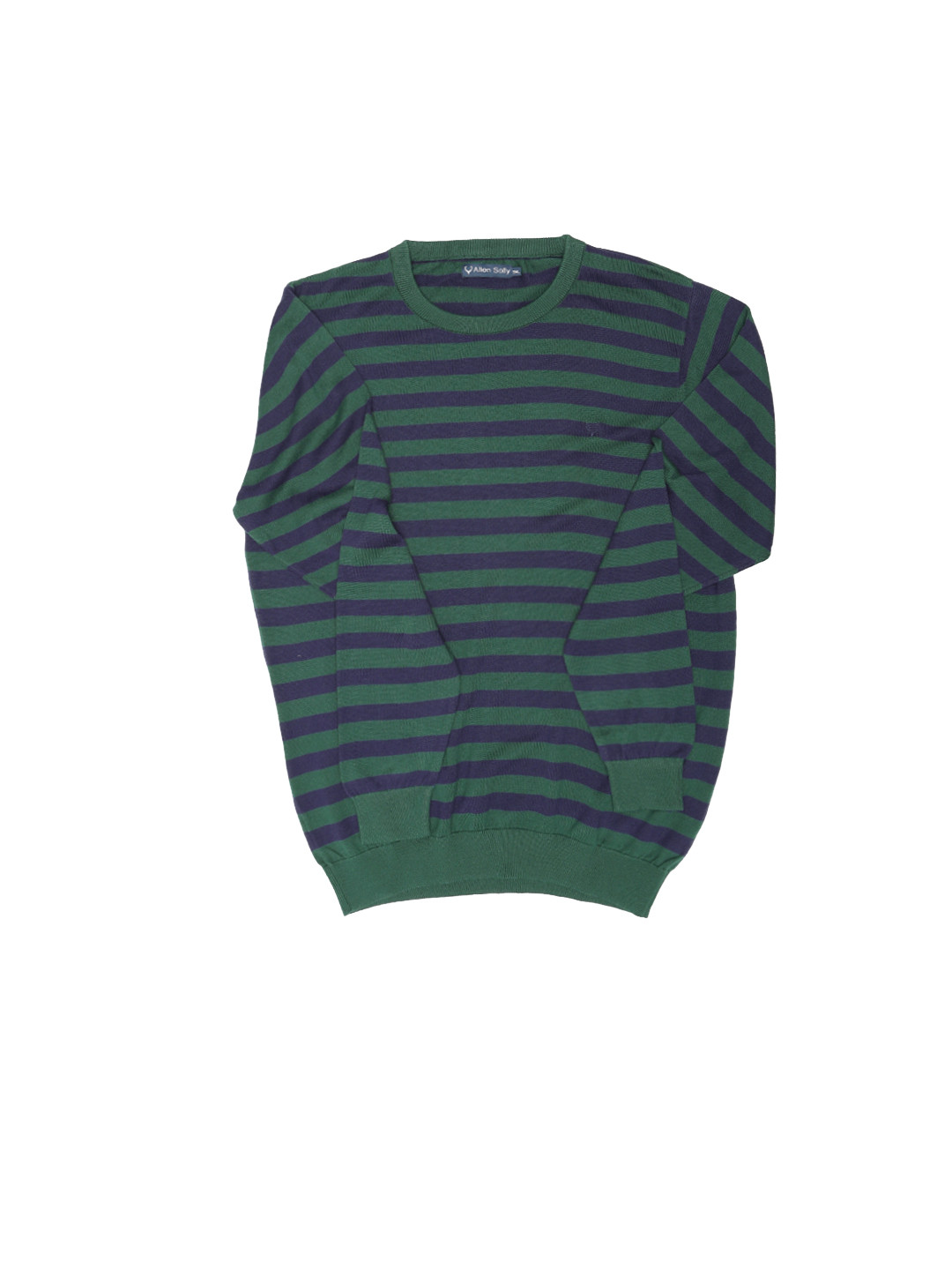 

Allen Solly Men Navy Blue & Green Striped Pullover