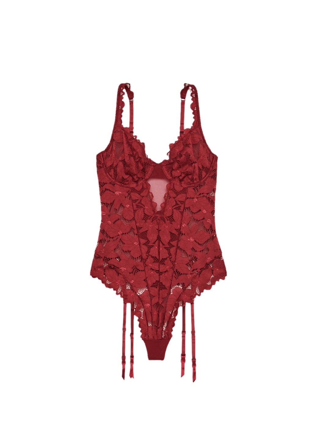 

La Vie en Rose Women Red Self-Design Teddy Bodysuit